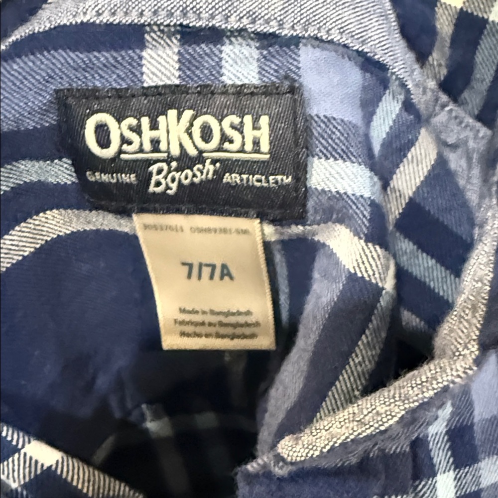 H&M Kids Blue and White Plaid Button Down Shirt